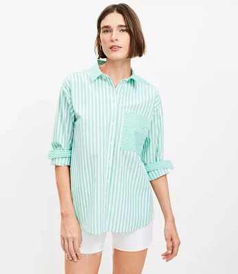 Petite Striped Poplin Everyday Oversized Pocket Shirt