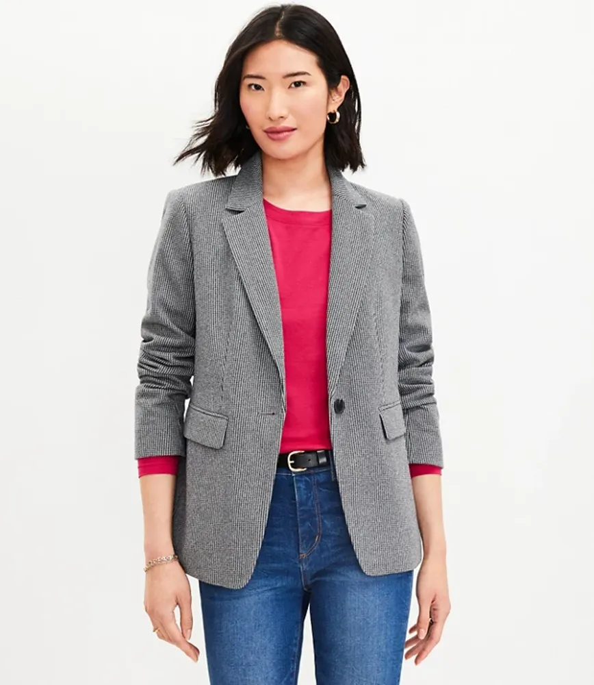 Puppytooth Knit Elbow Patch Modern Blazer