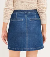 Denim Patch Pocket Skirt Classic Mid Wash