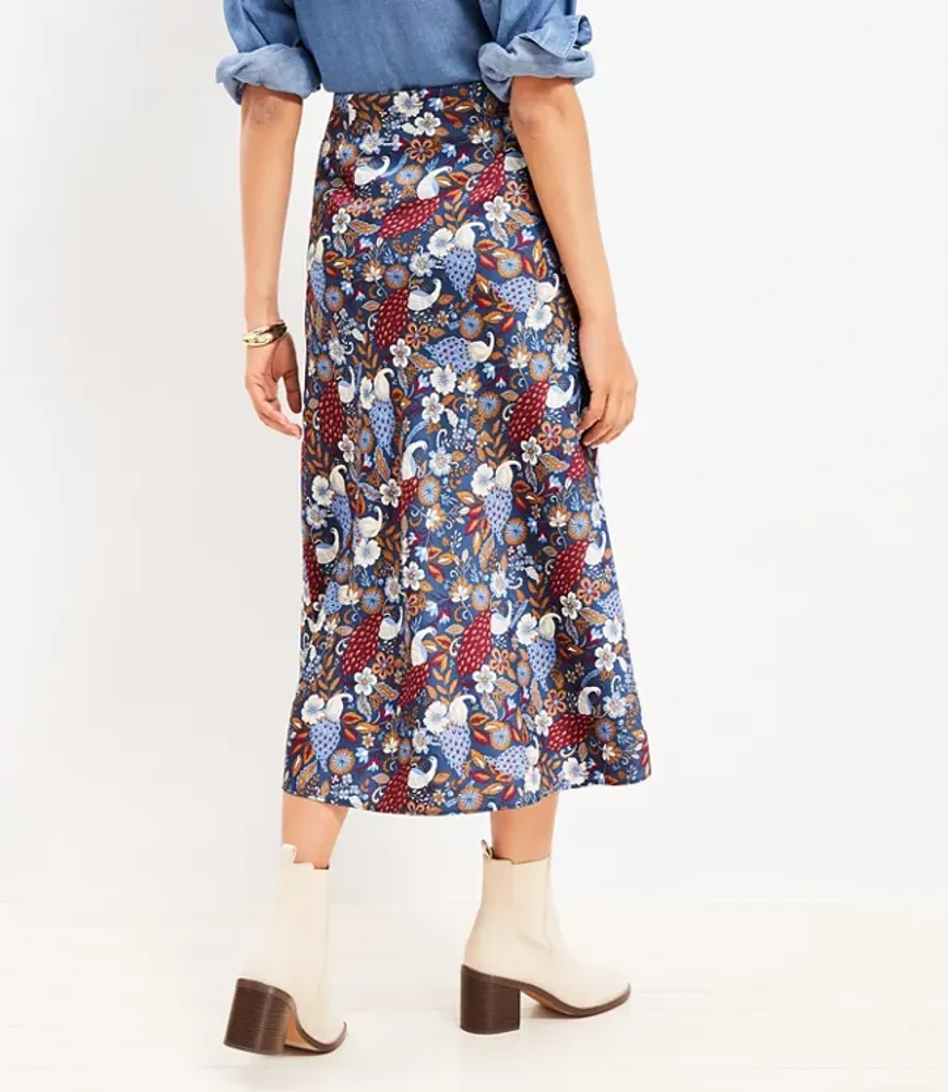 Peacock Bias Midi Skirt