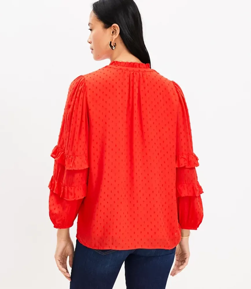 Clip Ruffle Button Blouse