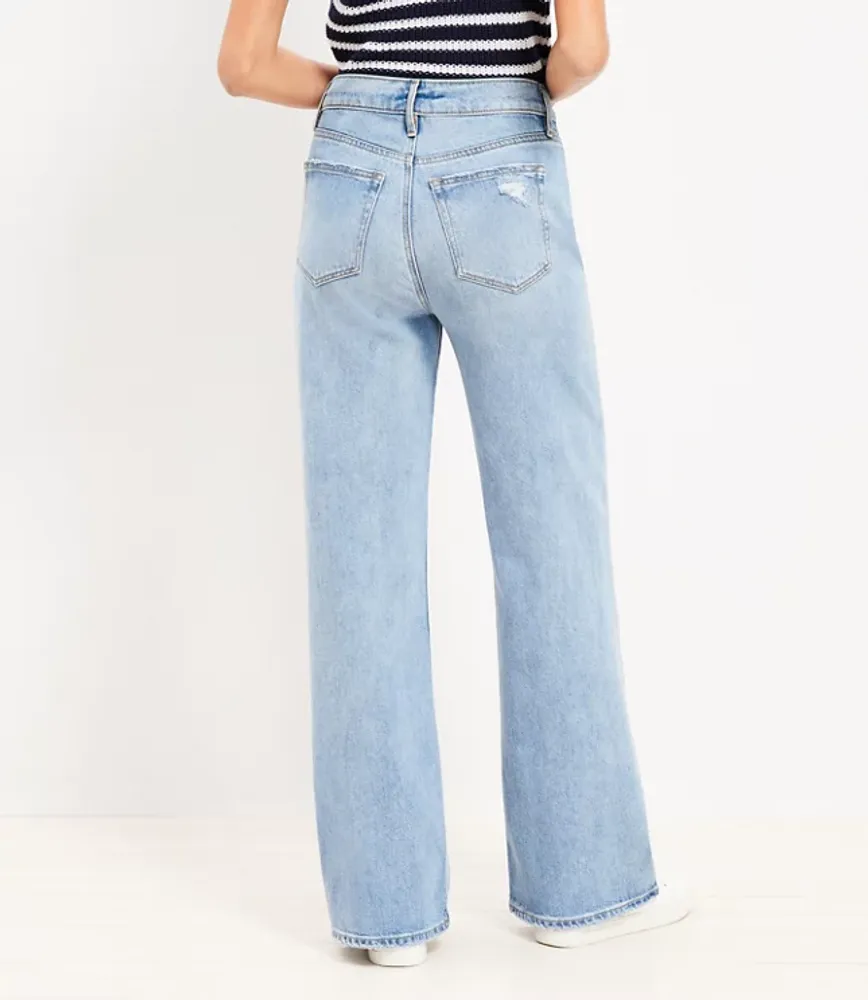 High Rise Wide Leg Jeans Light Wash Indigo