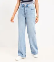 High Rise Wide Leg Jeans Light Wash Indigo