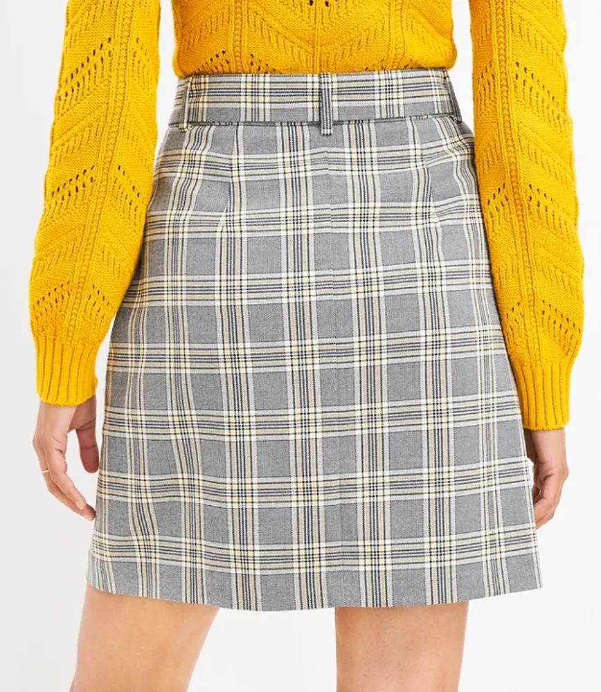 Plaid Belted Patch Pocket Skirt