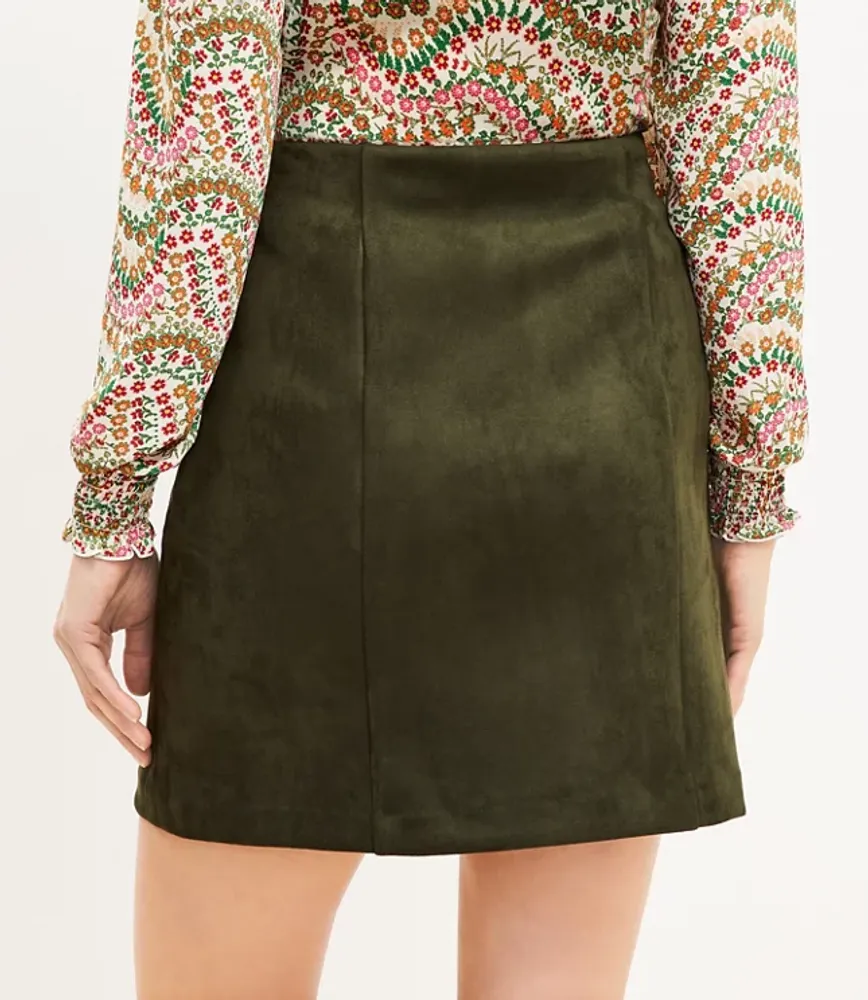 Seamed Faux Suede Skirt