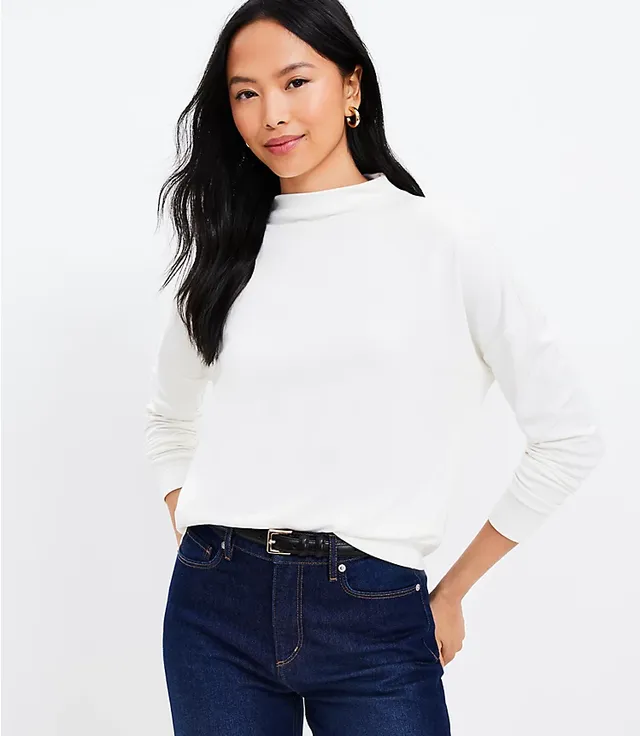 Heathered Ribbed Mock Neck Top