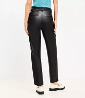 Petite Pleated Tapered Pants in Faux Leather