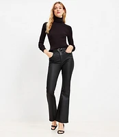 Coated High Rise Slim Flare Jeans Black