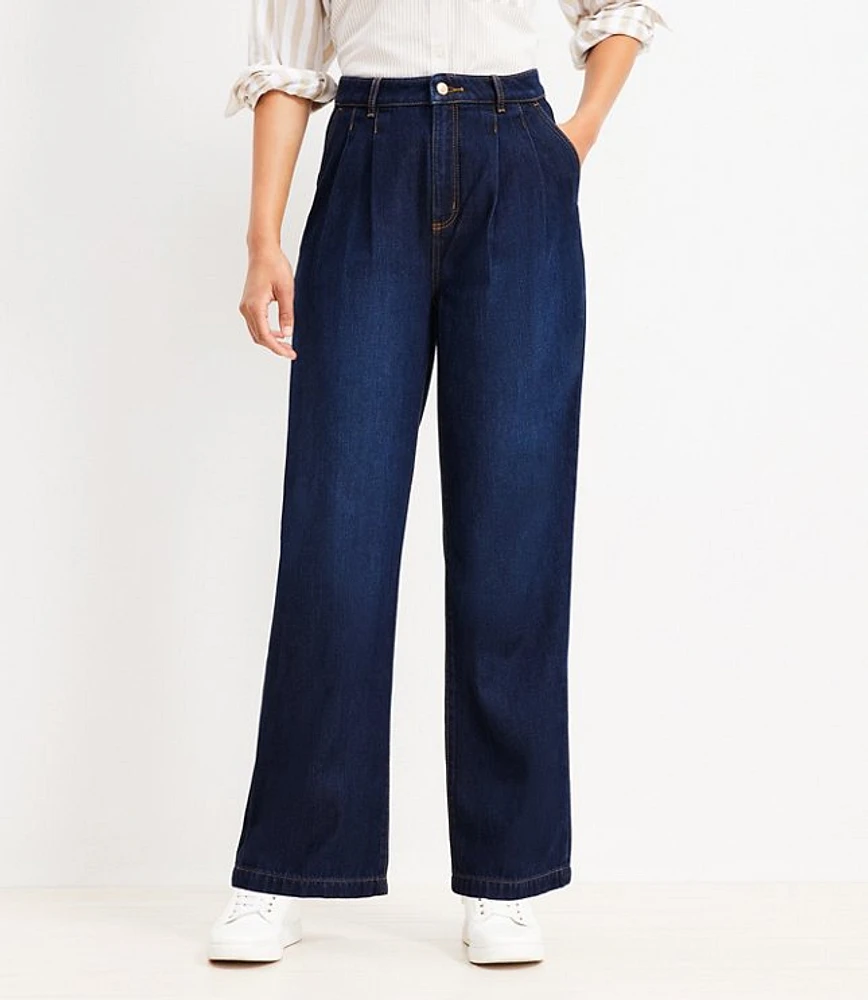 Tall High Rise Palazzo Jeans in Classic Rinse Wash