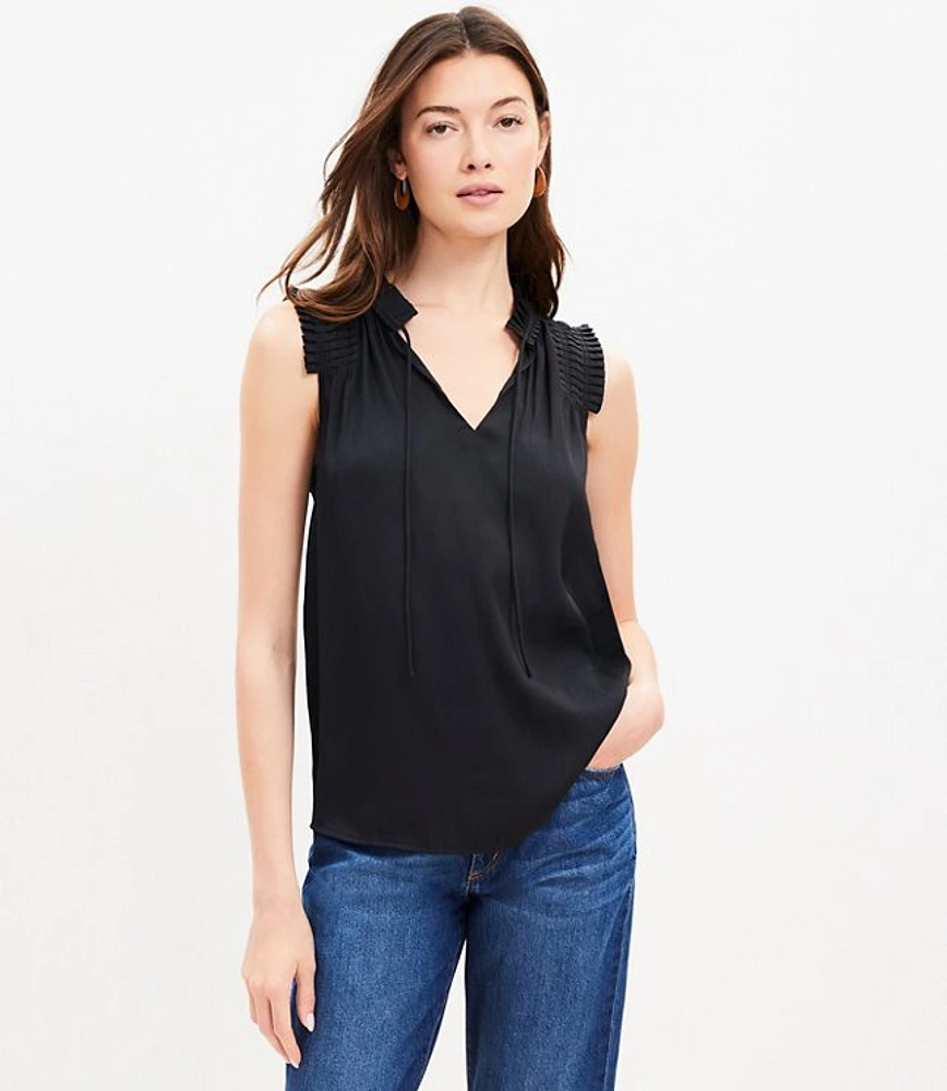 Pleated Tie Neck Top