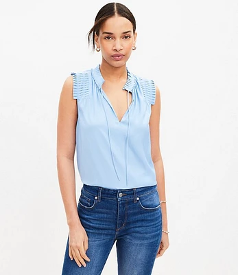 Pleated Tie Neck Top