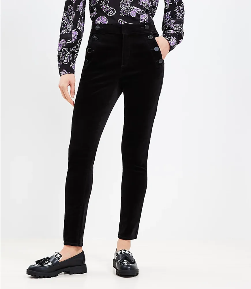 LOFT Petite Mariner Skinny Pants Velvet