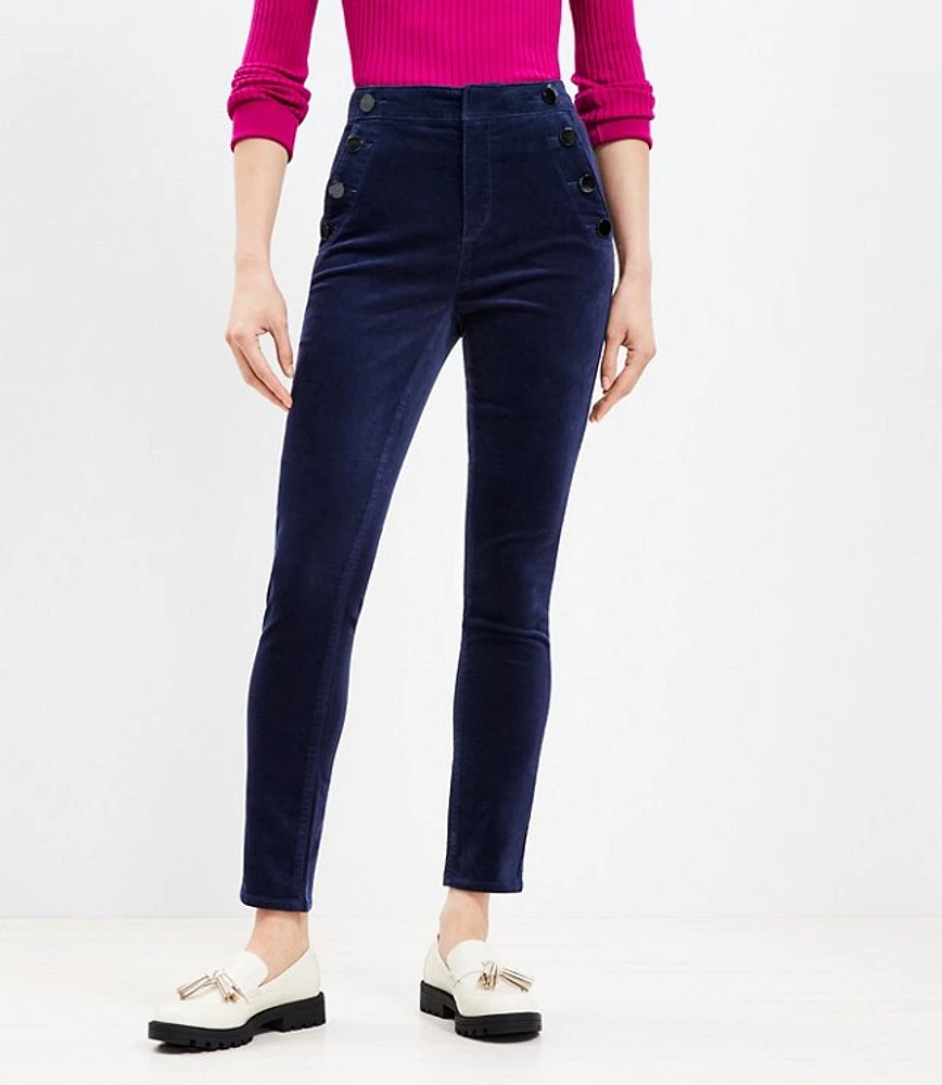 Petite Mariner Skinny Pants in Velvet