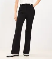 Tab Waist Flare Pants Melange Bi-Stretch