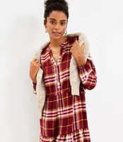 Plaid Side Tie Flare Dress