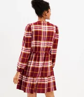 Plaid Side Tie Flare Dress