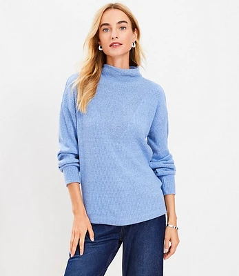 Ribbed Yoke Cozy Mock Neck Top