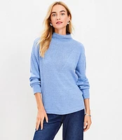 Ribbed Yoke Cozy Mock Neck Top