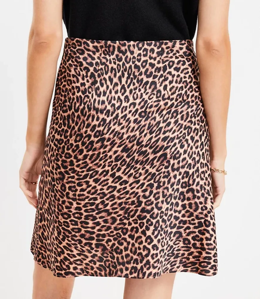Petite Leopard Print Bias Skirt