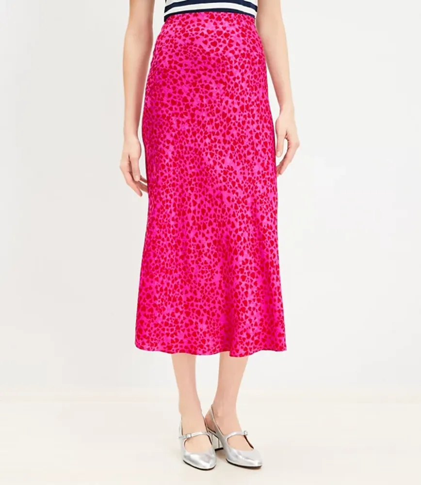 Petite Heart Jacquard Bias Midi Skirt