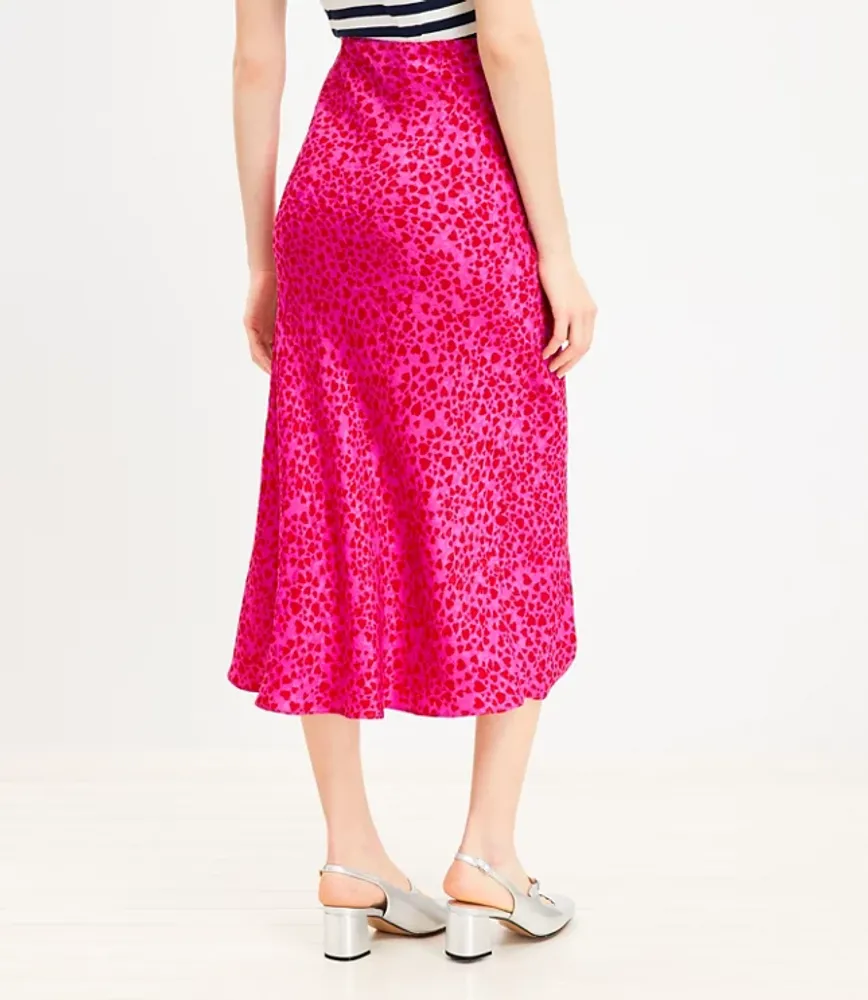 Petite Heart Jacquard Bias Midi Skirt