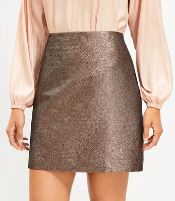 Metallic Taffeta Shift Skirt