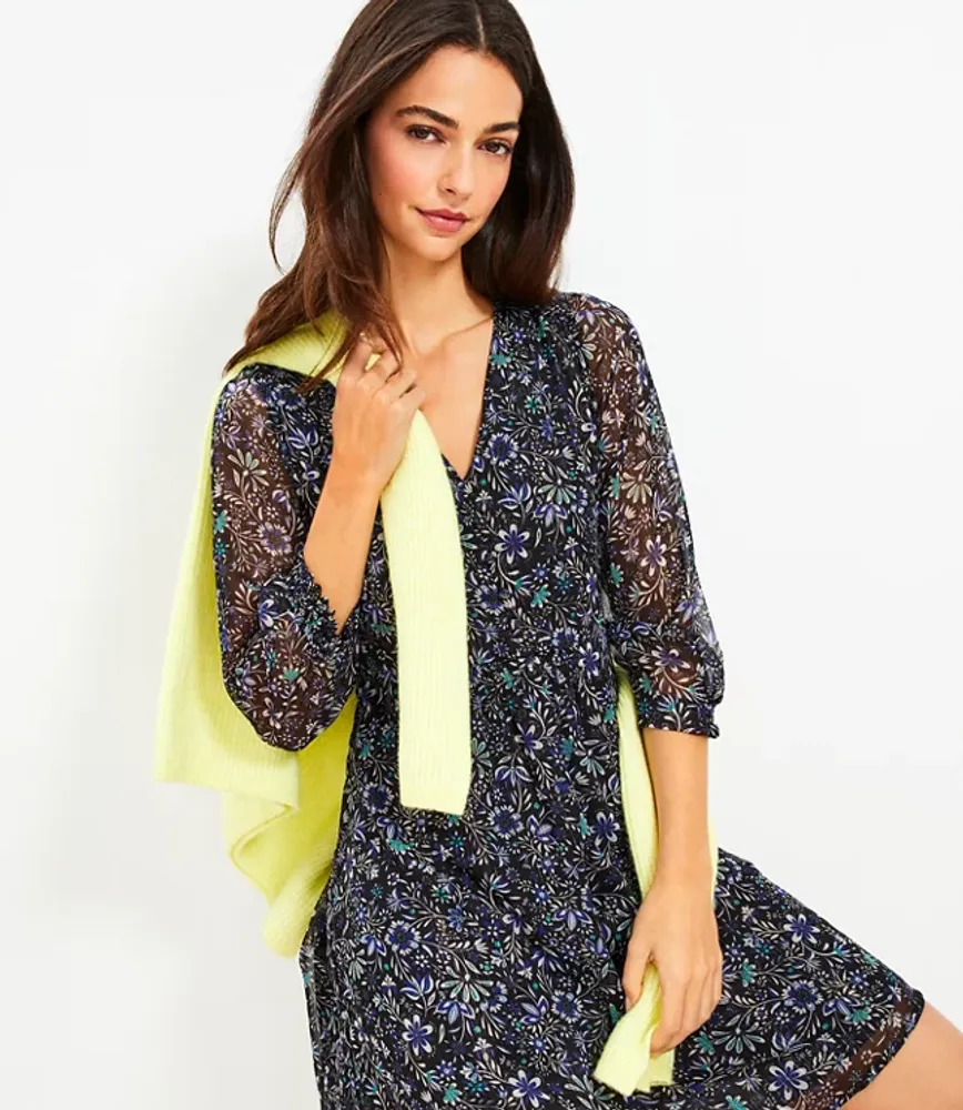 Shimmer Floral Velvet Tie Back Flare Dress