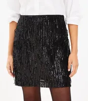 Petite Sequin Fringe Shift Skirt