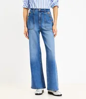 Petite Mariner High Rise Wide Leg Jeans Vivid Light Indigo Wash