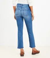 Tall High Rise Kick Crop Jeans Destructed Mid Stone Wash