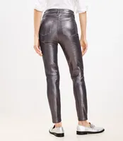 Coated High Rise Skinny Jeans Pewter Metallic