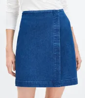 Petite Denim Wrap Skirt Clean Dark Wash