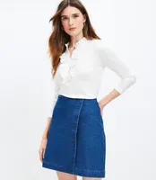 Petite Denim Wrap Skirt Clean Dark Wash