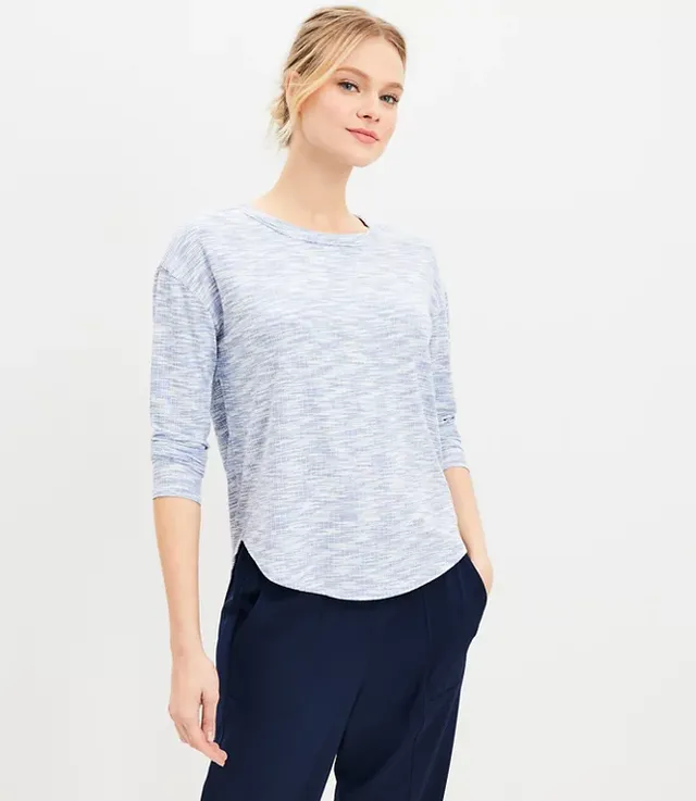 Loft Lou & Grey Stripe Ribbed Signaturesoft Jersey Shirttail Top