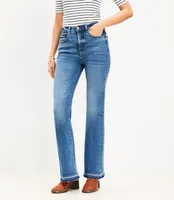 Let Down Hem High Rise Slim Flare Jeans Bright Mid Indigo Wash