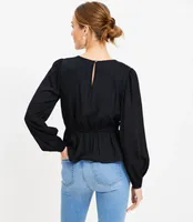 Petite Shirred Peplum Blouse