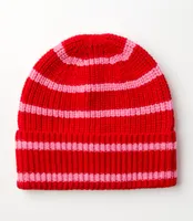 Stripe Ribbed Cashmere Beanie