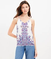 Paisley Covered Button Strappy Cami