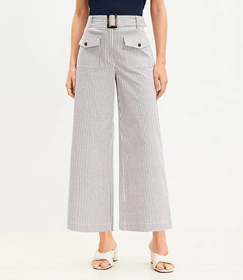 Horn Buckle Wide Leg Pants Stripe