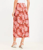 Textured Floral Twist Sarong Midi Skirt