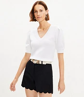 Riviera Shorts Scalloped Linen Cotton