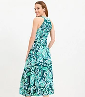 Paisley Keyhole Halter Midi Dress