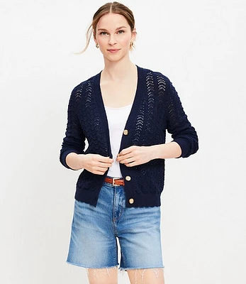 Pointelle V-Neck Cardigan