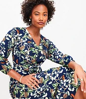 Leafed Tie Front Midi Dress