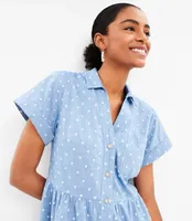 Chambray Clip Tiered Pocket Shirtdress