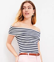 Stripe Ribbed Off The Shoulder Top