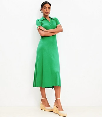 Ribbed Collared Midi Sweater Dress