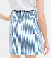 Patch Pocket Denim Skirt in Blue Railroad Stripe