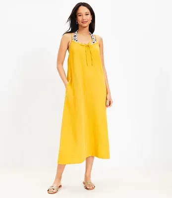 LOFT Beach Triple Cloth Tie Neck Cami Maxi Dress