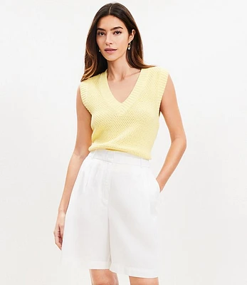 Petite Pleated Bermuda Shorts Poplin